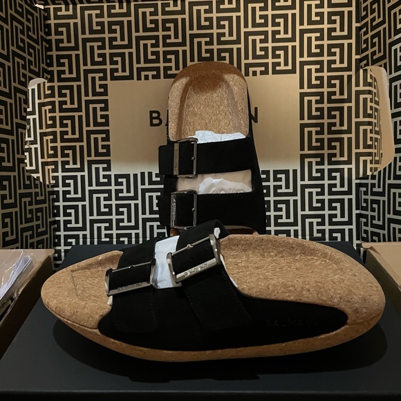 Men’s Balmain B-It Slides (mules) - leather, rubber, cork - Picture 5 of 12